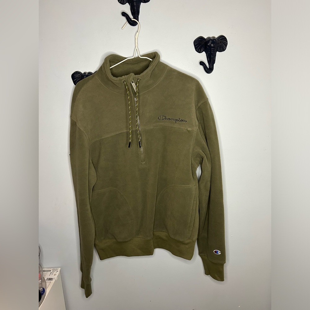 Olive Green Half Zip Up Pull Over